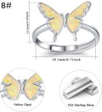 CUOKA MIRACLE Sterling Silver Opal Butterfly Open Adjustable Ring - Exquisite Cute Jewelry Rings for Women's Anniversary or Birthday Gifts - Image 7