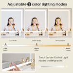 Haewon White Vanity Desk with Mirror and Power Outlet, Makeup Vanity with Adjustable Brightness and 3 Lighting Modes, Dressing Table Set with 4 Drawers, Storage Chair for Bedroom - Image 5