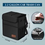 Femuar Leak Proof Car Trash Can with Lid - Waterproof Automotive Garbage Bin for SUVs, Collapsible and Portable Car Trash Bag, Black - Image 3