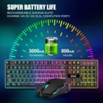 RedThunder K10 Wireless Gaming Keyboard and Mouse Combo, LED Backlit Rechargeable 3800mAh Battery, Mechanical Feel Anti-ghosting Keyboard + 7D 3200DPI Mice for PC Gamer (Black) - Image 4