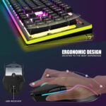 RedThunder K10 Wireless Gaming Keyboard and Mouse Combo, LED Backlit Rechargeable 3800mAh Battery, Mechanical Feel Anti-ghosting Keyboard + 7D 3200DPI Mice for PC Gamer (Black) - Image 6