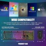 RedThunder K10 Wireless Gaming Keyboard and Mouse Combo, LED Backlit Rechargeable 3800mAh Battery, Mechanical Feel Anti-ghosting Keyboard + 7D 3200DPI Mice for PC Gamer (Black) - Image 8