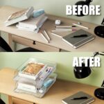 Simple Houseware 2-Tier Clear Stackable Letter Tray Organizer – Desktop File Holder for A4/Letter Size Paper, Document Sorter, Office Desk Paper Organizer, Transparent File Storage - Image 4