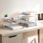 Simple Houseware 2-Tier Clear Stackable Letter Tray Organizer – Desktop File Holder for A4/Letter Size Paper, Document Sorter, Office Desk Paper Organizer, Transparent File Storage - Image 5
