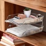 Simple Houseware 2-Tier Clear Stackable Letter Tray Organizer – Desktop File Holder for A4/Letter Size Paper, Document Sorter, Office Desk Paper Organizer, Transparent File Storage - Image 8