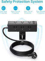 CCCEI Desk Clamp Power Strip with 9 Outlets, Desktop Edge Mount Surge Protector with USB-A and USB-C Ports, Widely Spaced Desk Outlet Fast Charging Station, 6 FT Flat Plug, Fit 1.6 inch Table. - Image 8
