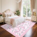 GarveeHome Coquette Pink Rugs for Bedroom Girls, 8x10 Area Rugs for Living Room with Soft Low Pile, Non Slip Floral Bow Washable Rug 8x10 for Nursery Kids Dorm Dining Room Playroom - Image 3