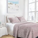 Luxury Velvet Queen Quilt Set, Ultra Soft Lightweight Velvet Comforter Set, Oversized Bedspread Coverlet with 2 Shams Diamond Pattern, for All Season (Charcoal Pink) - Image 8