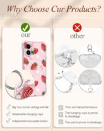 Toycamp for iPhone 16 Case with Strap for Women - Cute Funny Girls Girly Fashion Strawberry Design Case with Wrist Lanyards Four Corners Flexible Hang Style - Image 5