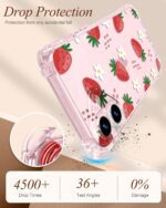 Toycamp for iPhone 16 Case with Strap for Women - Cute Funny Girls Girly Fashion Strawberry Design Case with Wrist Lanyards Four Corners Flexible Hang Style - Image 6