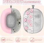 Silicone Case for AirPods Max Headphones, Clear Flower Soft TPU Ear Cups Protector, Headband Cover for AirPod Max, Transparent Protector for Apple AirPods Max (2024/USB-C) for Women, Pink - Image 3