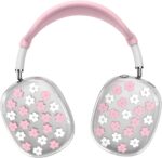 Silicone Case for AirPods Max Headphones, Clear Flower Soft TPU Ear Cups Protector, Headband Cover for AirPod Max, Transparent Protector for Apple AirPods Max (2024/USB-C) for Women, Pink - Image 7