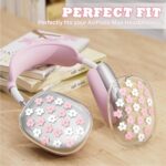 Silicone Case for AirPods Max Headphones, Clear Flower Soft TPU Ear Cups Protector, Headband Cover for AirPod Max, Transparent Protector for Apple AirPods Max (2024/USB-C) for Women, Pink - Image 8