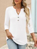 ANRABESS Women 3/4 Length Sleeve Henley Tops V Neck Business Casual Work T Shirts Cute Travel Shirt 2026 Spring Trendy Outfit - Image 7