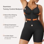 SHAPERX Women's Shapewear Bodysuit Tummy Control Seamless Zip-Up Body Shaper Waist Snatched Body Suit - Image 5