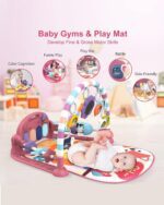 dearlomum Baby Play Mat Gym, Funny Play Piano Tummy Time Activity Mat with 5 Infant Sensory Toys, Music and Lights, Boy & Girl Gifts for Newborns 0 to 3 6 9 12 Months(New Pink) - Image 3