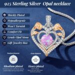 ANDSO Valentine's Day Gift Heart Birthstone Necklaces for Women, 925 Sterling Silver Gold Plating Rose Flower Opal Necklace, Ideal Anniversary Birthday Jewelry Gifts for Mom Wife Girlfriend Her - Image 5