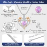 ANDSO Valentine's Day Gift Heart Birthstone Necklaces for Women, 925 Sterling Silver Gold Plating Rose Flower Opal Necklace, Ideal Anniversary Birthday Jewelry Gifts for Mom Wife Girlfriend Her - Image 6