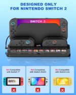Upgraded Switch 2 Storage Dock for Nintendo Switch 2 Joycons&Console, [20 Game Card Slots] All-in-one Joy-Con 2 Charging Docks, Organizer Station for Family&Friends,for Sega Saturn Accessories,L - Image 6