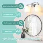 SILAMPDI Bathroom Lighting Fixtures Over Mirror Brushed Nickel, Modern 2-Light Vanity Lights Fixtures, Wall Sconces Light for Bedroom, Hallway, Milky White Glass Shades, E26 Base, Bulbs Not Included - Image 5