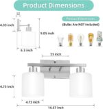 SILAMPDI Bathroom Lighting Fixtures Over Mirror Brushed Nickel, Modern 2-Light Vanity Lights Fixtures, Wall Sconces Light for Bedroom, Hallway, Milky White Glass Shades, E26 Base, Bulbs Not Included - Image 6
