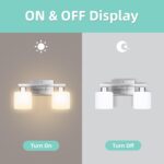 SILAMPDI Bathroom Lighting Fixtures Over Mirror Brushed Nickel, Modern 2-Light Vanity Lights Fixtures, Wall Sconces Light for Bedroom, Hallway, Milky White Glass Shades, E26 Base, Bulbs Not Included - Image 8