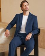 WULFUL Men's 2 Piece Slim Fit Suit Set One Button Blazer Jacket Pants Set - Image 8