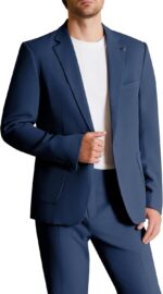 WULFUL Men's 2 Piece Slim Fit Suit Set One Button Blazer Jacket Pants Set - Image 9