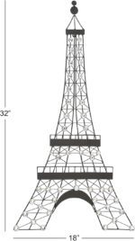 Deco 79 Metal Eiffel Tower Home Wall Decor 3D Wire Wall Sculpture with Crystal Embellishments, Wall Art 18" x 1" x 32", Black - Image 6