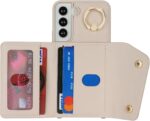 for Samsung Galaxy S22 Case with Card Holder and Strap - Zipper Pocket,Crossbody Lanyard Strap,Credit Card Holder,Stand Ring,Cute Phone Wallet Case for Women(Beige,6.1 Inch) - Image 9