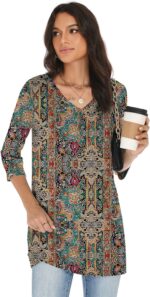Rapbin Tunic Tops for Women Loose Fit Dressy 3/4 Sleeve V Neck T Shirts Spring Tops for Women 2026 - Image 6