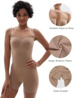 SHAPERX Strapless Shortie Bodysuit for Women Tummy Control Shapewear Seamless Body Shaper with Removable Straps - Image 6