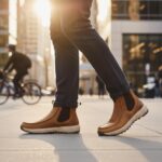 SUREWAY Men's Chelsea Boots - Lightweight Slip-On Work Boots with Moc Toe Design,Casual Leather Boots Slip-Resistant Rubber Outsole,Chukka boots for All-Weather Comfort (Office,Casual,Dress) - Image 3