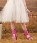 DADAWEN Boys Girls Cowboy Boots Embroidery Glitter Mid Calf Square Toe Kids Western Cowgirl Boots Riding Shoes (Toddler/Little Kid/Big Kid) - Image 4