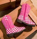 DADAWEN Boys Girls Cowboy Boots Embroidery Glitter Mid Calf Square Toe Kids Western Cowgirl Boots Riding Shoes (Toddler/Little Kid/Big Kid) - Image 6