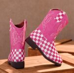 DADAWEN Boys Girls Cowboy Boots Embroidery Glitter Mid Calf Square Toe Kids Western Cowgirl Boots Riding Shoes (Toddler/Little Kid/Big Kid) - Image 7