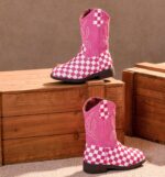 DADAWEN Boys Girls Cowboy Boots Embroidery Glitter Mid Calf Square Toe Kids Western Cowgirl Boots Riding Shoes (Toddler/Little Kid/Big Kid) - Image 8