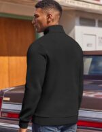 COOFANDY Mens Quarter Zip Pullover Fleece Lined Sweatshirts Long Sleeve Mock Neck Sweater with Pocket - Image 3