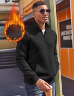 COOFANDY Mens Quarter Zip Pullover Fleece Lined Sweatshirts Long Sleeve Mock Neck Sweater with Pocket - Image 4
