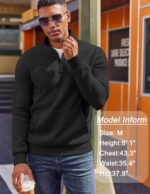 COOFANDY Mens Quarter Zip Pullover Fleece Lined Sweatshirts Long Sleeve Mock Neck Sweater with Pocket - Image 5