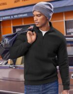 COOFANDY Mens Quarter Zip Pullover Fleece Lined Sweatshirts Long Sleeve Mock Neck Sweater with Pocket - Image 6