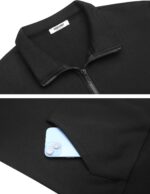 COOFANDY Mens Quarter Zip Pullover Fleece Lined Sweatshirts Long Sleeve Mock Neck Sweater with Pocket - Image 7