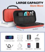 MoKo Carrying Case for Nintendo Switch 2 2025, Protective Hard Shell Portable Travel Carry Case Pouch Holds 10 Cartridges w/Pockets for Switch 2 Accessories and Games, Orange-red - Image 4
