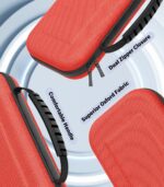 MoKo Carrying Case for Nintendo Switch 2 2025, Protective Hard Shell Portable Travel Carry Case Pouch Holds 10 Cartridges w/Pockets for Switch 2 Accessories and Games, Orange-red - Image 7