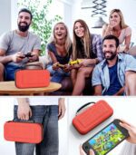MoKo Carrying Case for Nintendo Switch 2 2025, Protective Hard Shell Portable Travel Carry Case Pouch Holds 10 Cartridges w/Pockets for Switch 2 Accessories and Games, Orange-red - Image 9