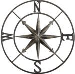 Creative Co-Op Distressed Decorative Metal Compass Wall Décor, Antiqued Iron, 30" Round - Image 4