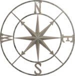 Creative Co-Op Distressed Decorative Metal Compass Wall Décor, Antiqued Iron, 30" Round - Image 9