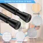 2 Pack Spring Tension Curtain Rod 32.5 to 58 inch Adjustable Curtain Rods No Drilling Spring Loaded Curtain Rods for Windows Doors, Black - Image 5