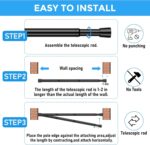 2 Pack Spring Tension Curtain Rod 32.5 to 58 inch Adjustable Curtain Rods No Drilling Spring Loaded Curtain Rods for Windows Doors, Black - Image 8