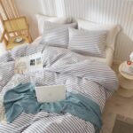 mixinni Striped Comforter Set Full Size - Grey White Stripes Pattern Bedding Set for Women and Men, 3 Pieces Lightweight Bed Sets for All Seasons (1 Soft Fluffy Comforter + 2 Pillowcases) - Image 5